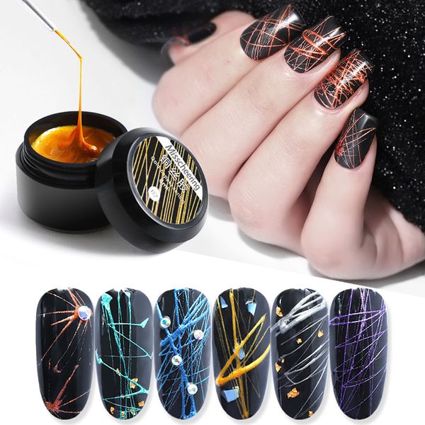 

nail art gold copper liner glue metal painting polish gel purple blue silver mirror effect uv gel nail liner drawing glue mz116, Red;pink