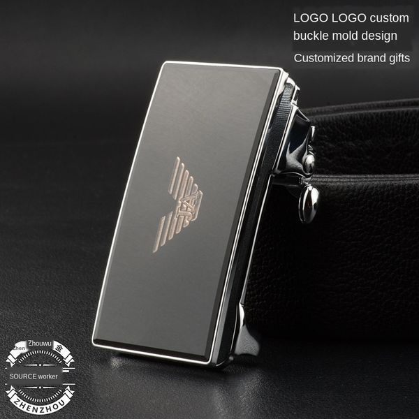 

men's toothless belt type perforated belt customized inner wear toothless automatic buckle inner wear buckle, Slivery;black