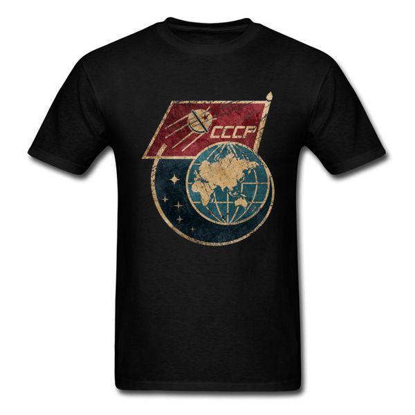 

sputnik 1 t-shirt men pride t shirt russia tshirt retro design mens tees print c c p flag ussr black streetwear cool, White;black