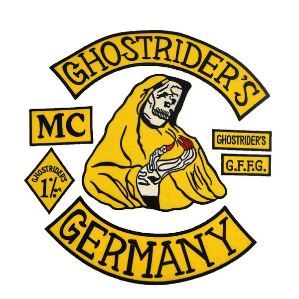 

GHOSTRIDER GERMANY MC 1% большой панк вышитый утюг на байкерском патче бэккер для джинсовой