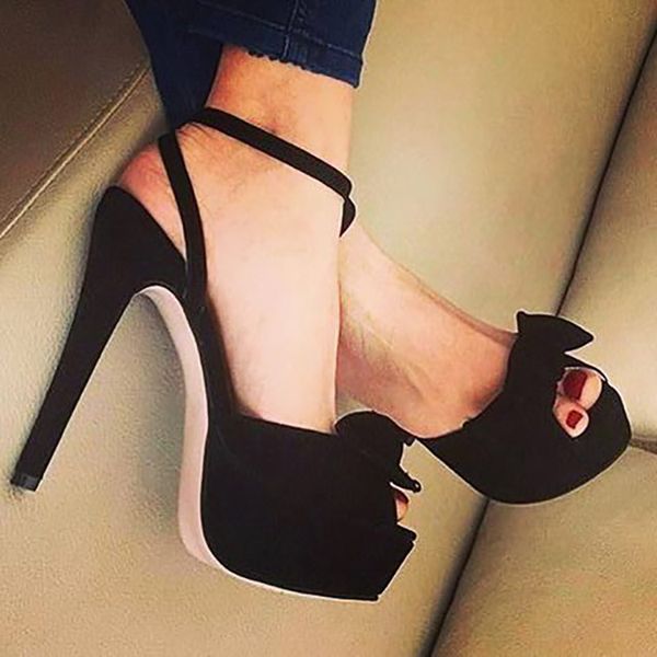 

kolnoo 2019 new style ladies high heel platform sandals butterfly simple causal sandals party prom fashion dress evening court shoes d255, Black