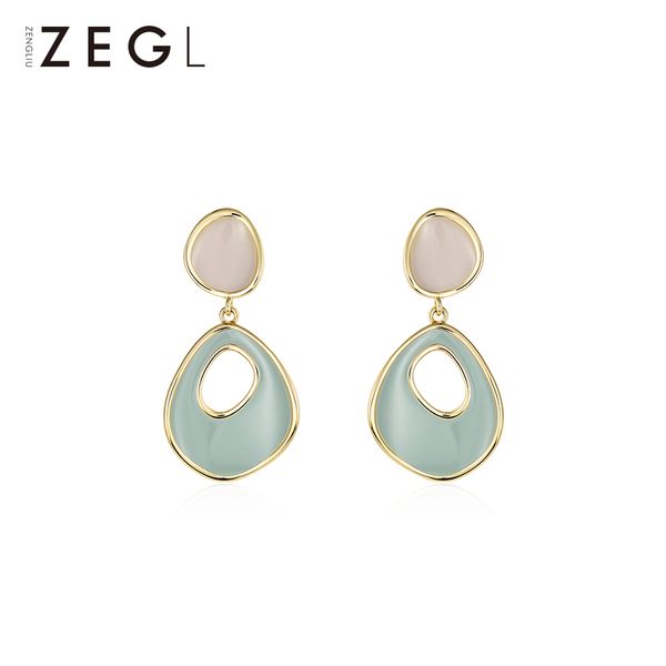 

zegl round earrings female korean temperament earrings 2019 new tide silver needle pendant