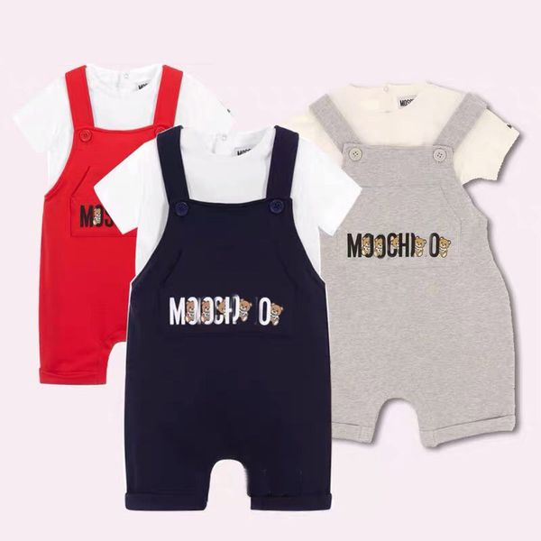 

2pcs baby boys and girls clothing set infant children clothes toddler kids t-shirt + overalls 2pcs clothing set, Blue