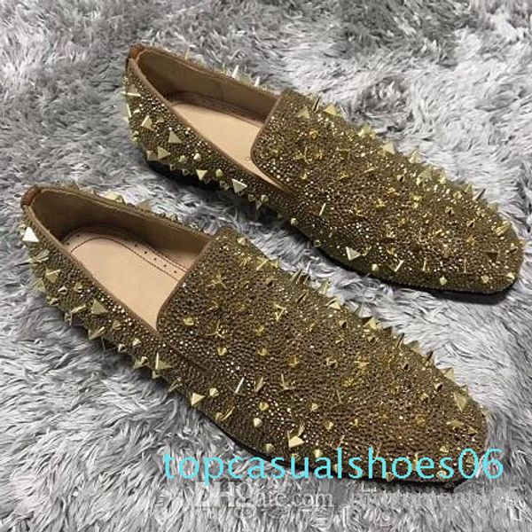 

brand red bottom loafers luxury party wedding designer black patent leather suede spikes studded dress casual shoes for mens shoes t06