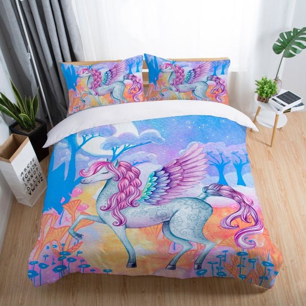 

3d kids unicorn bedding set duvet cover comforter cover pillow case new
