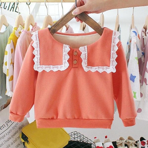 

pretty long-sleeves baby sweatshirt lace floral baby girl clothes kids fleece stitching clothes grinch roupas girls sweatshirt, Black
