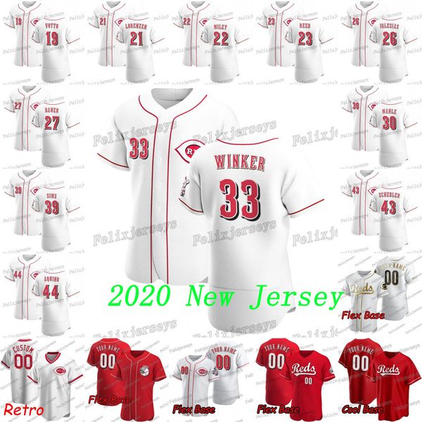 

33 jesse winker 2020 new 44 aristides aquino scott schebler lucas sims trevor bauer raisel iglesias wade miley michael lorenzen jersey, Blue;black