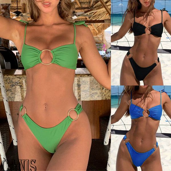 

new 2020 summer womens bandage swimwear swimsuit push up padded bikini set bathing suit