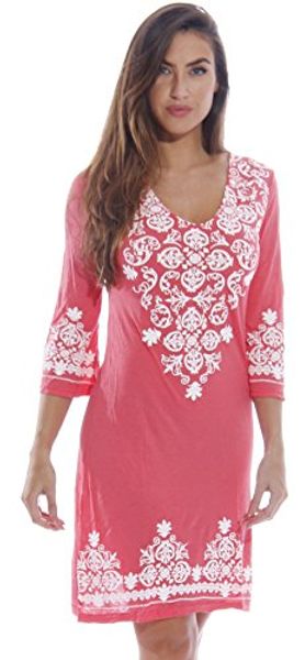 

just love womens 3/4 sleeve swimsuit cover up casual tunic resort wear, Black;gray