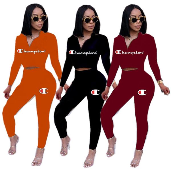 

fashion embroidery champion women tracksuit long sleeve hoodies sweatshirt + pants trousers 2 piece set casual autumn outfits clothes gifts, White