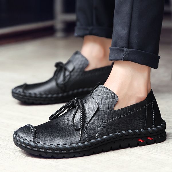 

2019 men loafers shoes fashion peas driving shoes men sneakers flat man walking footwear big size 38-47 men's casual f7-78, Black