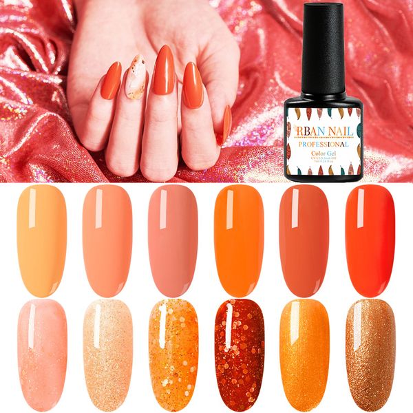 

рбан nail 6шт / комплект pure color nail gel польский продолжительный носок off полупостоянный гель лак для маникюра инструменты для искусст, Red;pink
