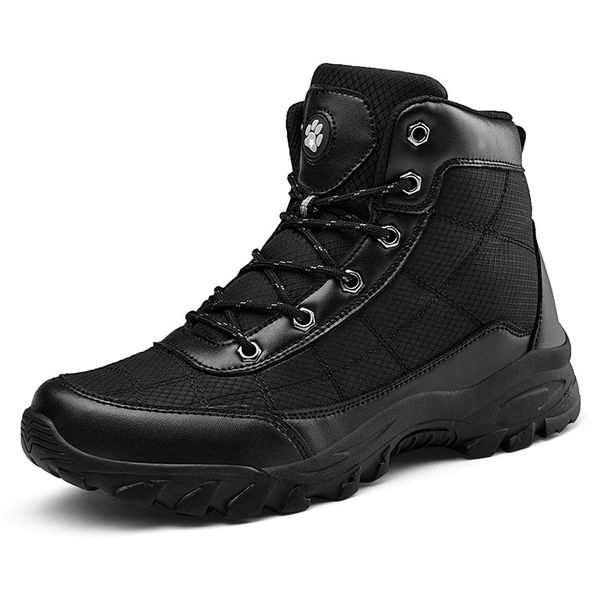 

men boots outdoor autumn winter man walking fashion snow boots black comfortable male casual high with fur sneaker plus size