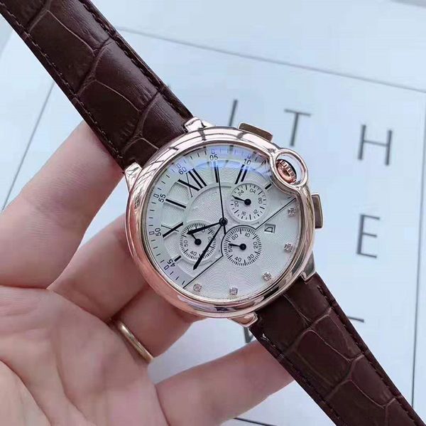 

классическая атмосфера бизнес швейцария ежегодный взрыв высококачественные мужские часы luxury fashion черный циферблат 43 мм календарь мужс, Slivery;brown