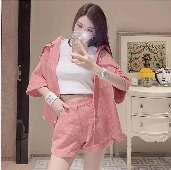 

2020 короткие рукава пальто женщин + шорты высокого качества дизайнер высокая талии свободной сплошной цвета двухсекционные женщины лето кос, White