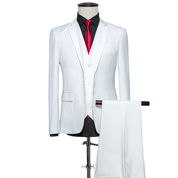 

2019 new men formal suit asia size s m  xxxl 4xl 6xl classic men suit jacket with vest and pant slim design wedding suits, White;black