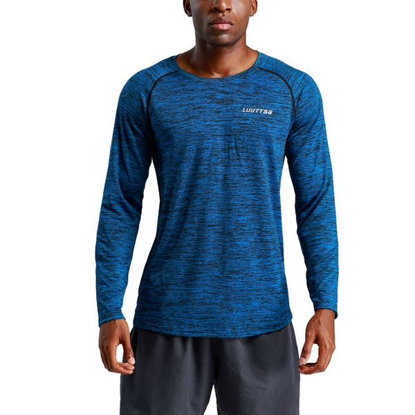 

men sportswear running shirt rashgard fitness t-shirt dry fit workout clothes tracksuit basketball training sportswear gym shirt, Black;blue