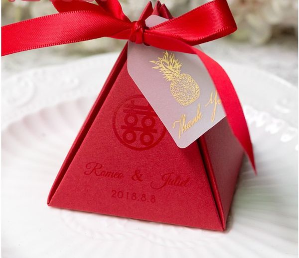 

75pcs wedding favor box red pink golcustom logo candy boxes personalized customize name and date a gift for guests