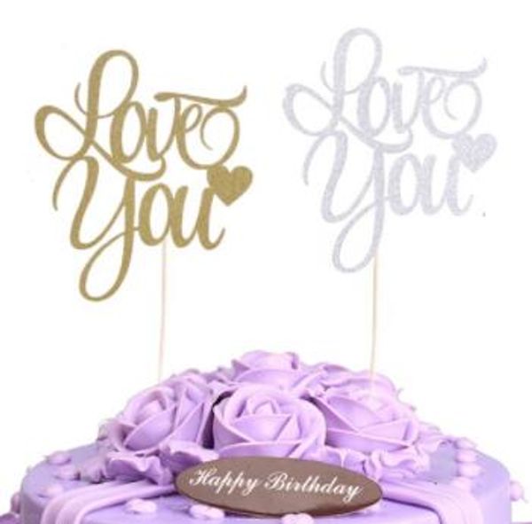 

love you cupcake cake er glitter happy birthday cake flags birthday partywedding valentine diy decor supplies