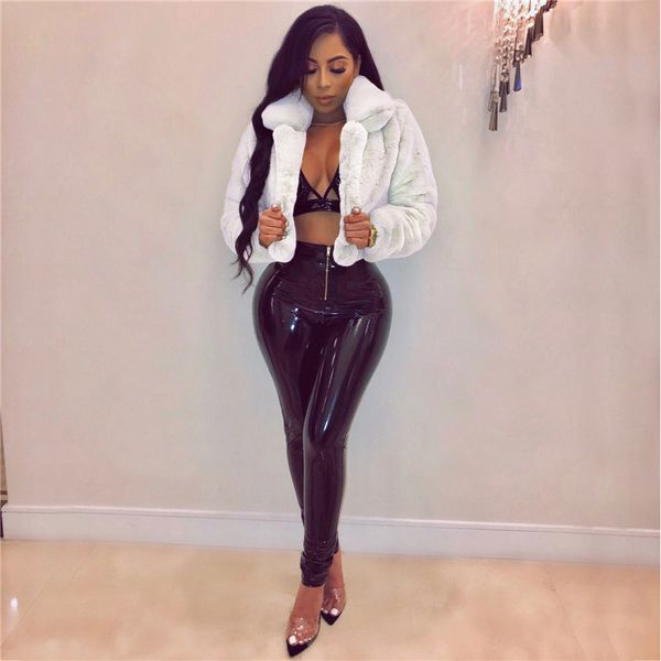 

women's winter coat 2019 new women faux fur coat luxury fluffy coats outerwear female overcoat casual woman warm slim jackets, Black