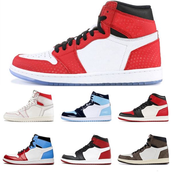 

fashion jumpman travis scotts 1 1s men women basketball shoes bloodline fearless spiderman chicago unc 3 mens trainers sports sneak#714