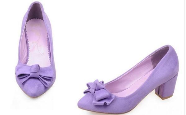 

women's shoes in spring and autumn high coarse heel pointed end suede bowknot @2103, Black