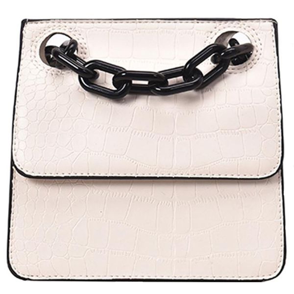 

new fashion stone buckle small square shoulder messenger bag personality thick chain shoulder bag