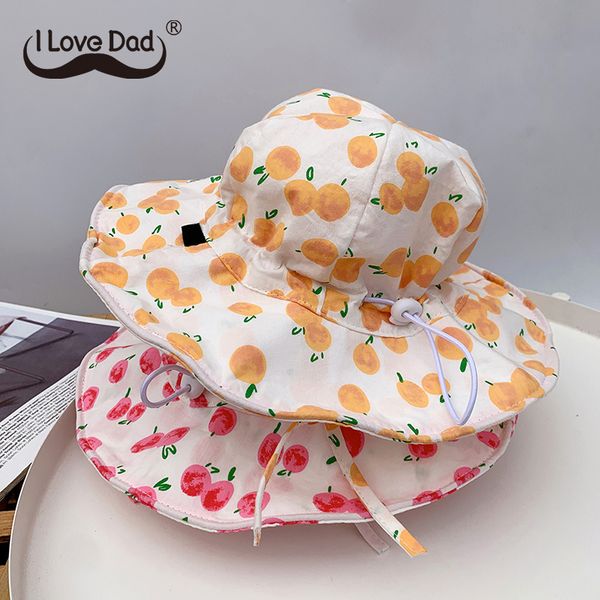 

fruit printing baby bucket hat adjustable cotton summer kids baby girl sun hat outdoor toddler children fisherman beach, Yellow