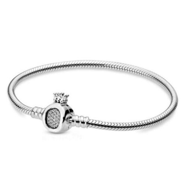 

new original 925 sterling silver bracelet moments crown o & snake chain bracelet fit women bead charm diy fashion jewelry, Black