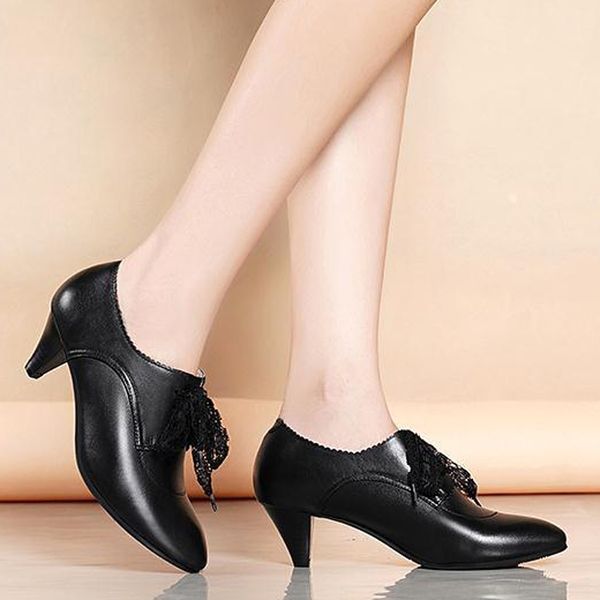 

women's shallow boots ladies fashion pointed toe casual single shoes short boot leather winter shoes women retro leather booties, Black