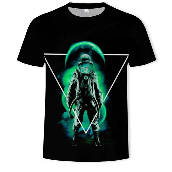 

mens designer t-shirt space figure 3d printing round collar short sleeve t-shirt, White;black