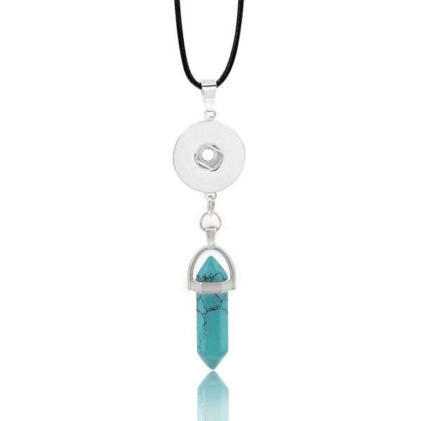 

new interchangeable 275 metal necklace fit 12mm 18mm snap button pendant necklace charm natural stone jewelry for women gift, Silver