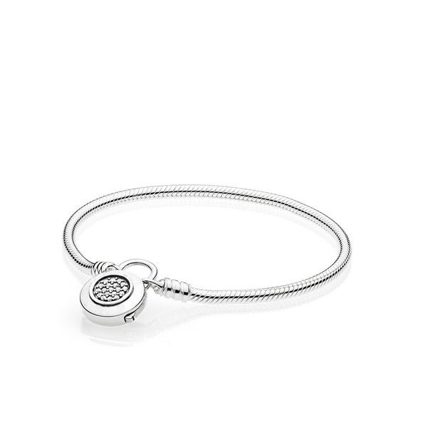 

2019 925 sterling silver moments heart clasp snake chain bangels for women daily wear charm bracelet diy jewelry, Black
