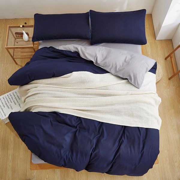 

new solid color bedding 4-piece ultrafine navy blue bedding set bed sheet pillowcase