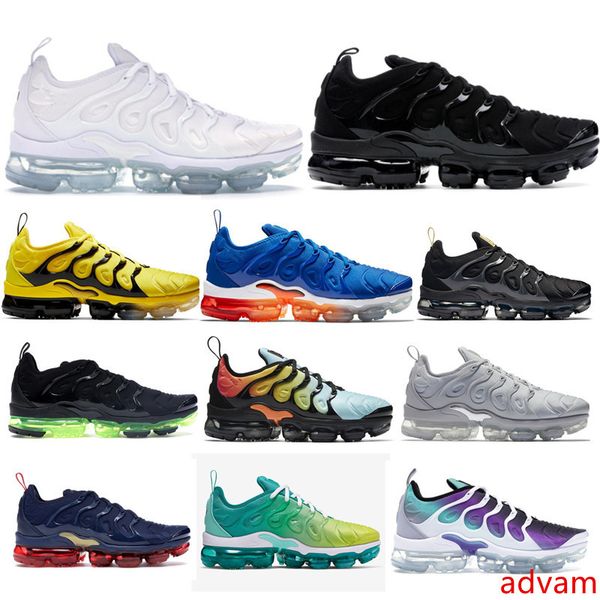 

2019 vap tn plus in metallic olive men running shoes blue university red designer triple white black trainer sport sneakers size 36-45