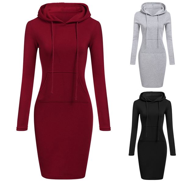 

new fashion autumn winter dress casual solid long sleeve sweatershirts dress bodycon ladies vestidos s-2xl 827, White;black