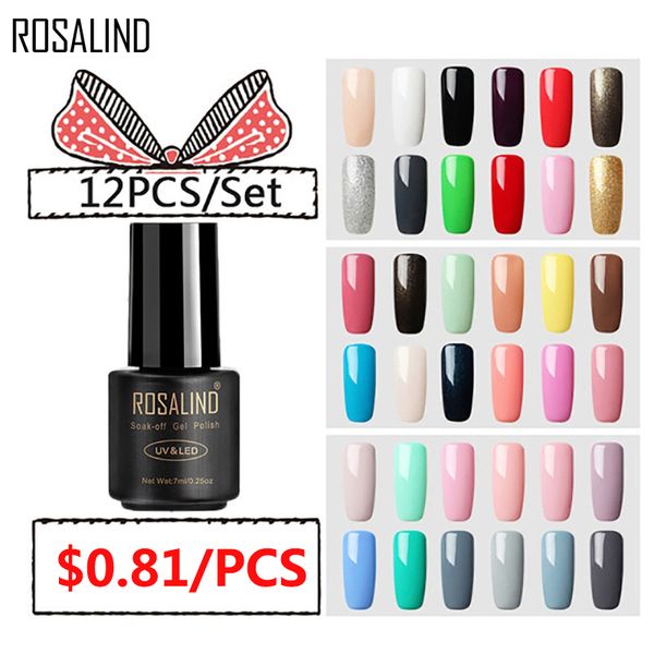 

12pcs/set)rosalind gel nail polish set for nail extension kit art gel lacquer acrylic uv led lamp design manicure set