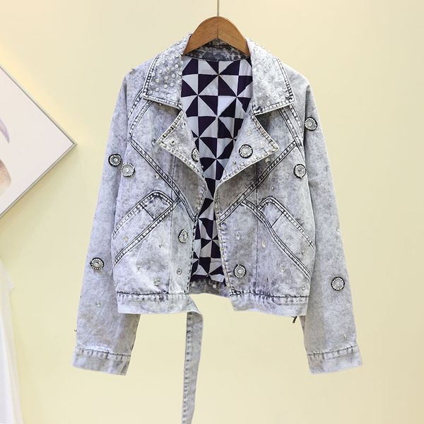 

2019 зима новый harajuku стиль punk заклепки diamand бойфренд джинсовые куртки женщин марочные свободный верхняя одежда бесплатная доставка, Black;brown