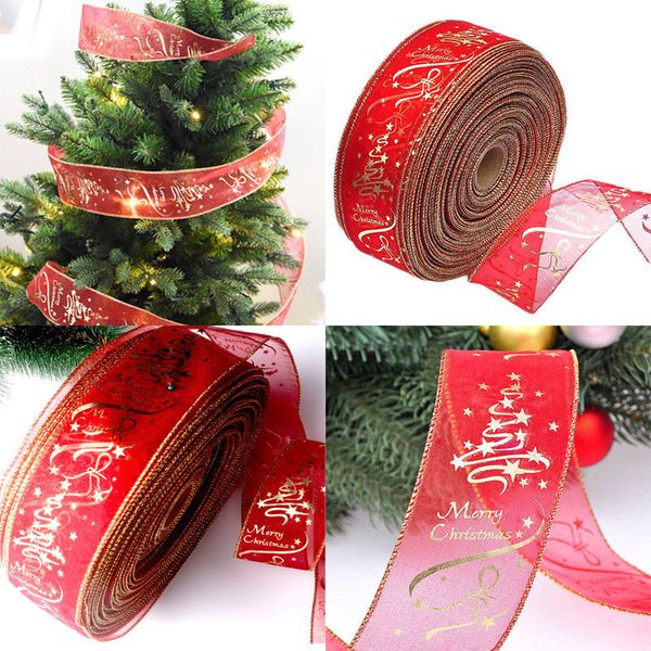 

silk ribbon gift riband stamping christmas tree wrapping packing practical colorful beautiful