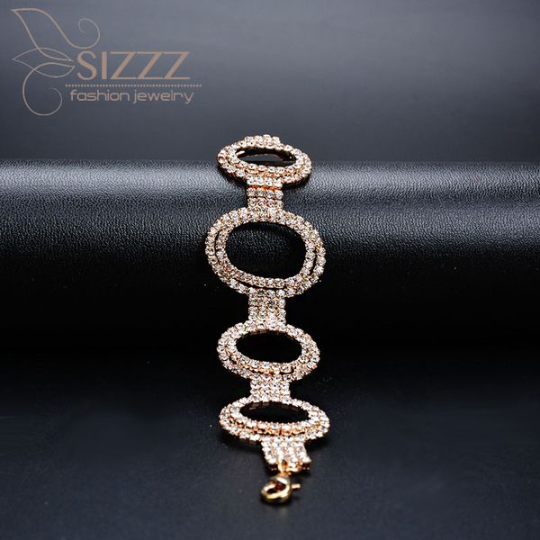 

sizzz 2019 european and american gold color net red with the exaggerated crystal bracelet&bangles for women, Golden;silver