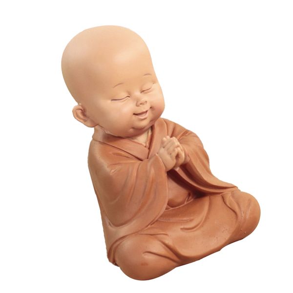 

adorable resin little monk sculpture figurine ornament for home office car decor