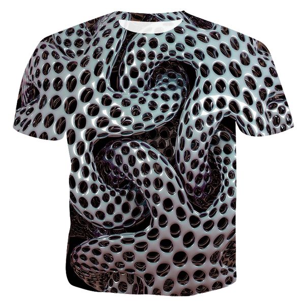 

3d print men short sleeve t shirt cool streetwear snake, White;black