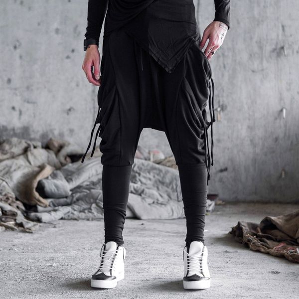 

men's pants spring and autumn male skinny harem taper boot cut jeans casual trousers men hip hop pantalon homme 2021, Black