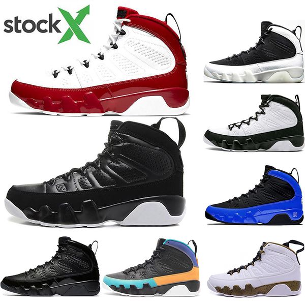 

with socks air jordan retro 9 gym red racer blue dream bred unc space jam basketball shoes men 9s sports sneakers 40-47, White;red