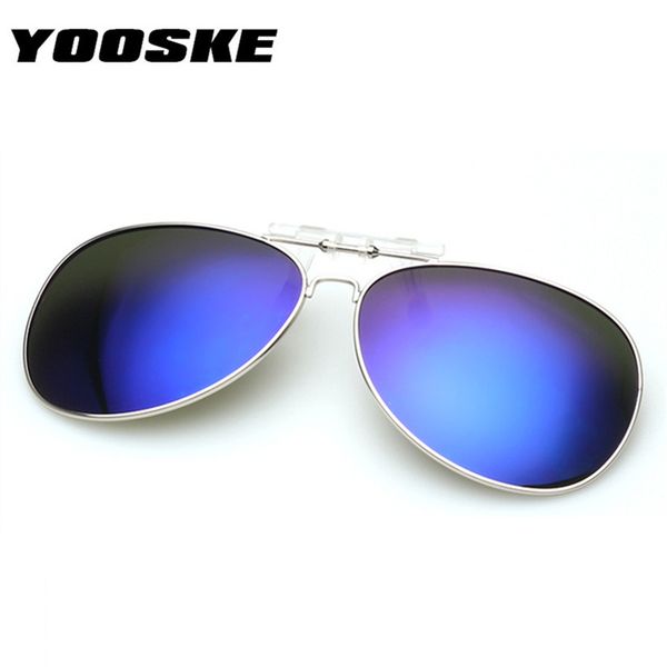 

yooske polarized clip on sunglass men women clip on myopia glasses mirror uv400 sun glasses night vision driving eyeglasses, White;black