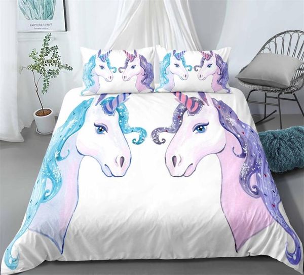 

cartoon unicorn bedding set bedroom decor doona white background kids gift hypoallergenic 1pc duvet cover with pillowcase