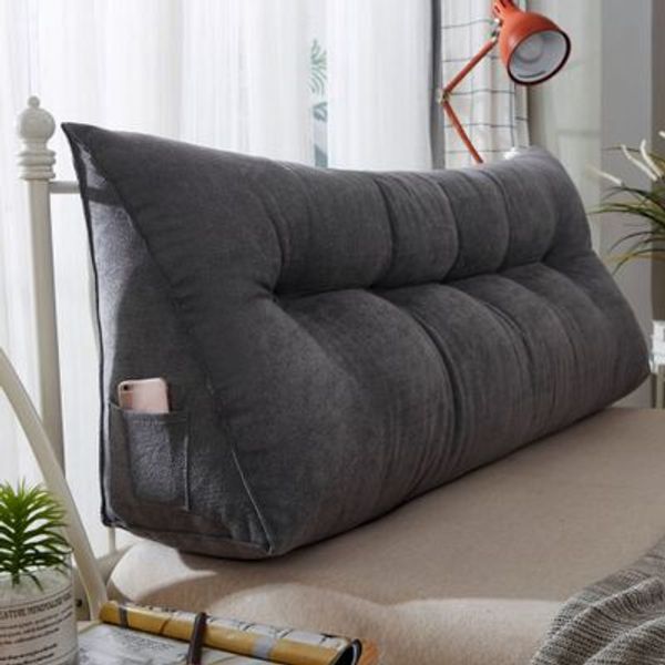 

60x50cm solid plush cotton wedge pillow for bed backrest cushion washable large waist support cushion home decor bedside pillow
