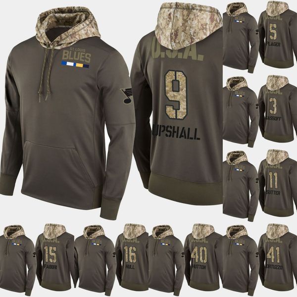 

St. Louis Blues Salute To Service Hoodies 15 Robert Fabbri 10 Brayden Schenn 9 Sammy Blais 12 Zach Sanford Hockey Sweatershirt Jerseys