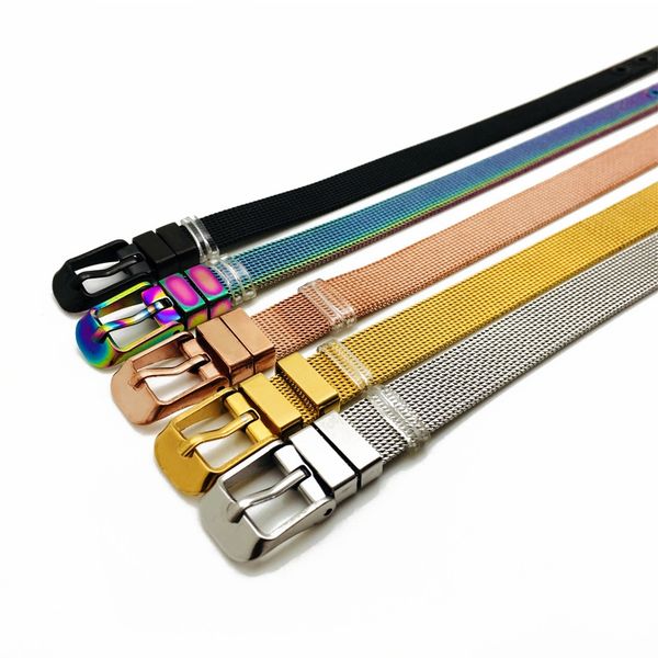 

new fashion 5 color choose stainless steel bracelet 210mm*8mm bangle diy for 8mm slide charm bead men women jewelry, Golden;silver