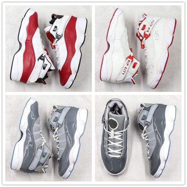 

2019 6 rings high basketball shoes white red grey mens women real carbon fiber sport sneaker trainer size 36-45